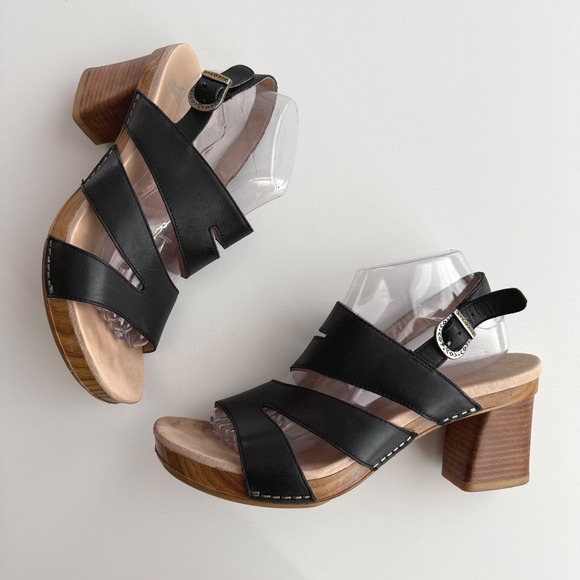Dansko Shoes - Dansko Ashlee Burnished Black Sling Back Block Heel Comfort Sandal EU 41 US 10